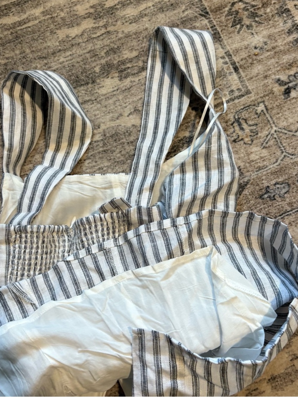 Reformation Evie striped Linen Top size 10 white blue - Picture 10 of 12